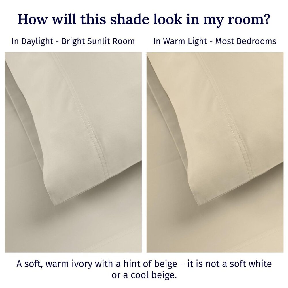 NWT California Design Den Count King Pillow Cases Cream Ivory Off White King - Picture 3 of 11